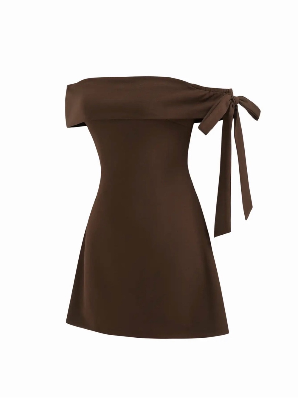 Brown Off Shoulder Mini Dress
